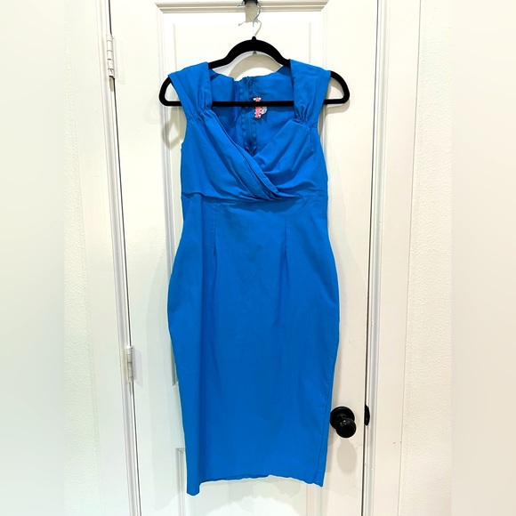 COPY - Pinup Couture Erin Wiggle dress in XL cobalt blue - Picture 2 of 6